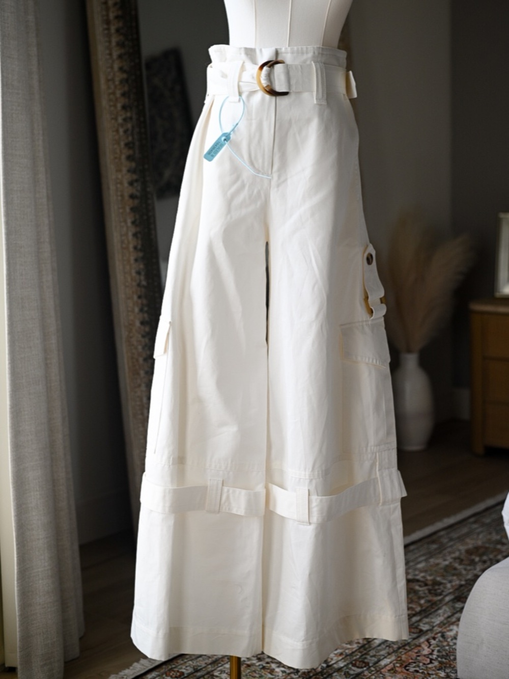 NWT Zimmermann Ivory Belted Cargo Pants | Size AU 2 | US 8